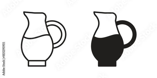 Jug icon doodle set. editable outline stroke vector eps