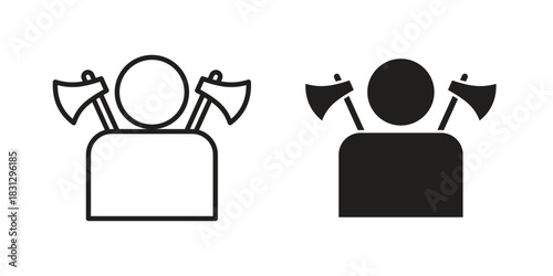 Lumberjack icon doodle set. editable outline stroke vector eps