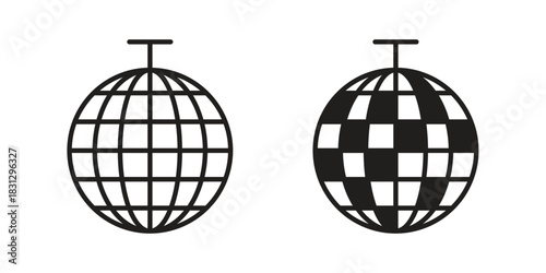 Mirror ball icon doodle set. editable outline stroke vector eps