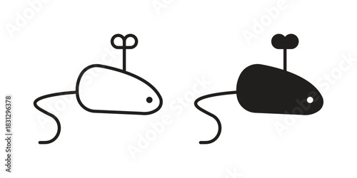 Mouse toy icon doodle set. editable outline stroke vector eps