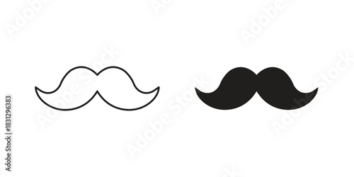 Moustache icon doodle set. editable outline stroke vector eps