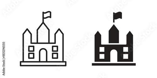 Palace icon doodle set. editable outline stroke vector eps