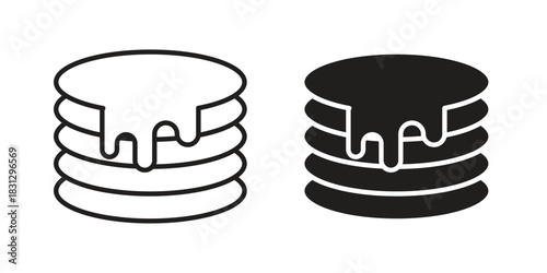 Pancake icon doodle set. editable outline stroke vector eps