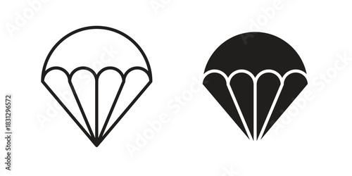 Parachute icon doodle set. editable outline stroke vector eps