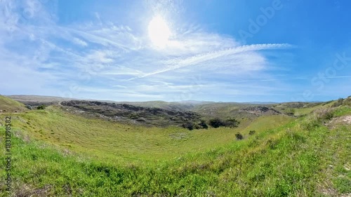 Panning From Man Taking Photograph to Countryside of Channel Islands National Park