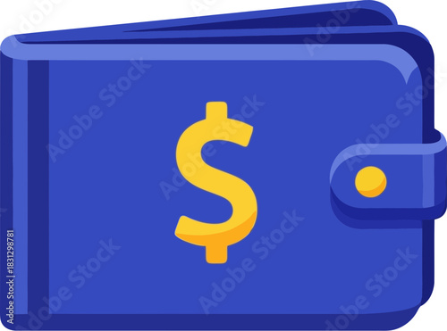 Blue wallet with a golden dollar sign on the front.