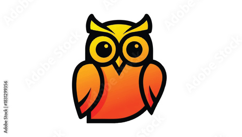 Cute cartoon owl logo design with vibrant colors.