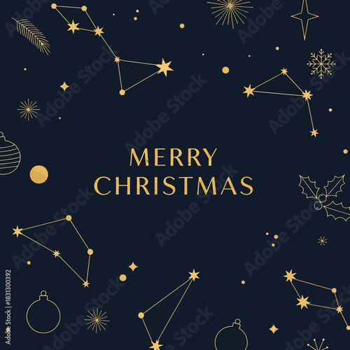 Festive constellation greetings elegant holiday season astronomical celebration with Christmas