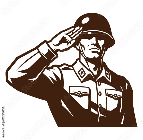 A dedicated soldier in uniform saluting with pride and respectful bearing and demeanor