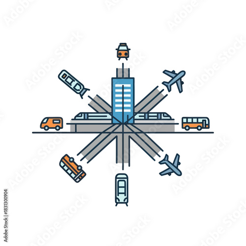 Diverse Transportation Hub Connecting Various Modes of Travel.