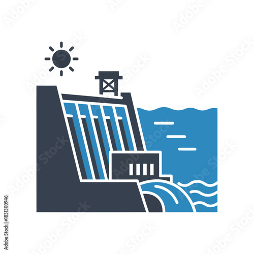 Hydroelectric dam generating power from water resources in nature.