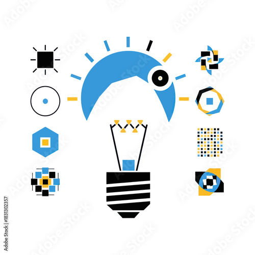 Abstract Lightbulb Symbolizing Ideas and Technological Concepts.