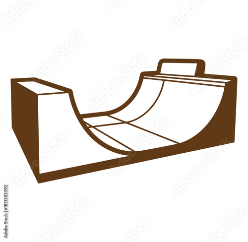 Brown skateboard ramp illustration isolated on white background suitable for sport and design