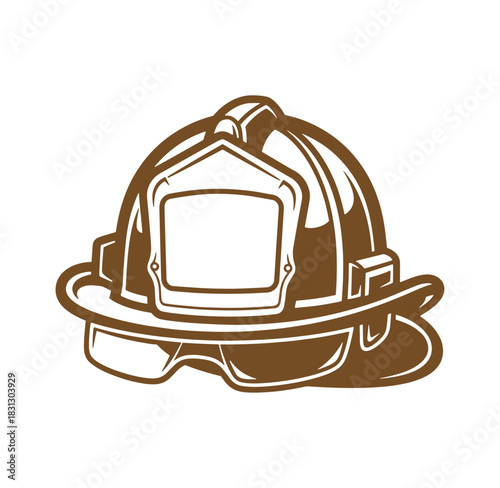 Detailed brown outline of a firefighter helmet symbolizing safety and emergency services