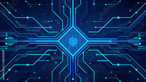 Futuristic Digital Technology AI Circuit Network Concept with vector illustration
