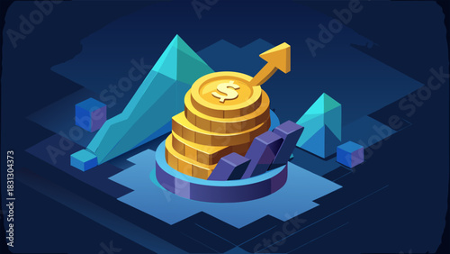 Financial Growth Strategy, Business Investment, Data Analysis Concept with vector illustration