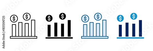Revenue Line Icon Set Multiple Style Collection