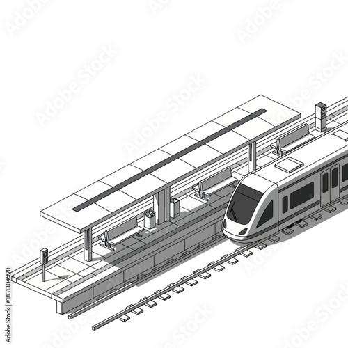 High-speed train at a modern railway station platform.