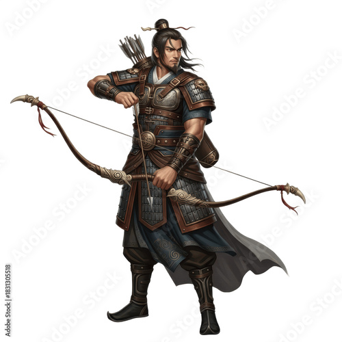 Warrior Archer PNG Oil Paint Effect - Historical Soldier with Bow and Arrow