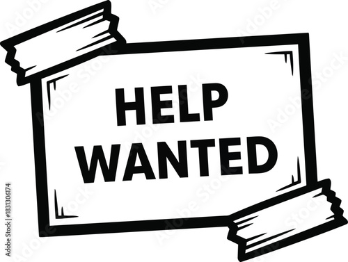 Help wanted sign vector illustration for job search, recruitment, and employment opportunity