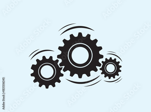 Bold Mechanical Gear Silhouette Showing Rotational Movement
