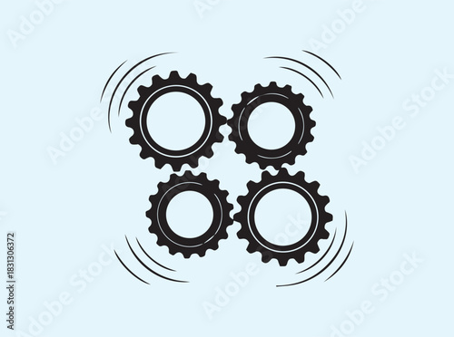 Precision Mechanical Gears Silhouette in Bold Vector Style
