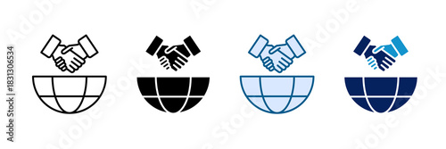 International Partnership Icon Set Multiple Style Collection