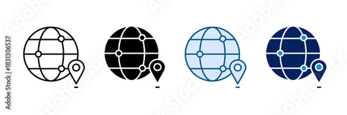 World Map Connections Icon Set Multiple Style Collection