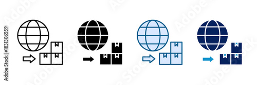 Global Supply Chain Icon Set Multiple Style Collection