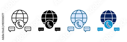 Global Communication Icon Set Multiple Style Collection