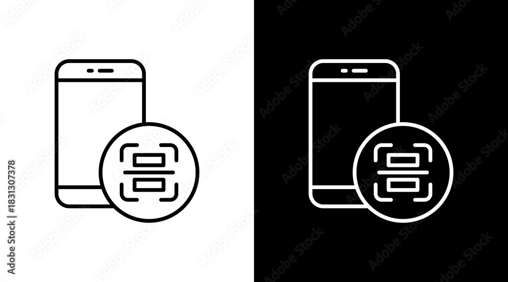 Obraz premium Qr Code Outline White Icon Set Design