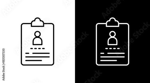 Id Card Outline White Icon Set Design