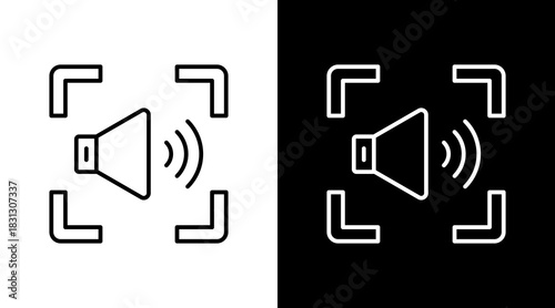 Voice Scan Outline White Icon Set Design