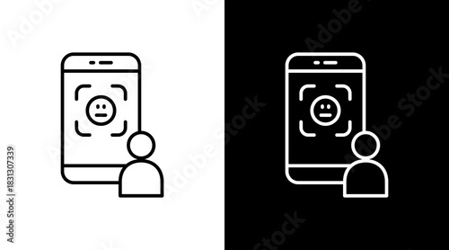 Face Scan Outline White Icon Set Design