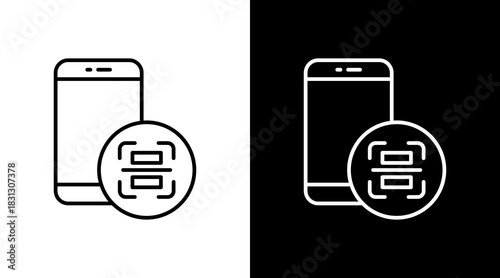 Qr Code Outline White Icon Set Design