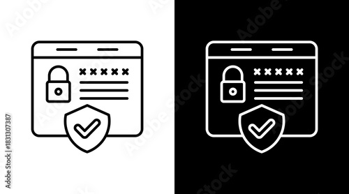Secure Login Outline White Icon Set Design