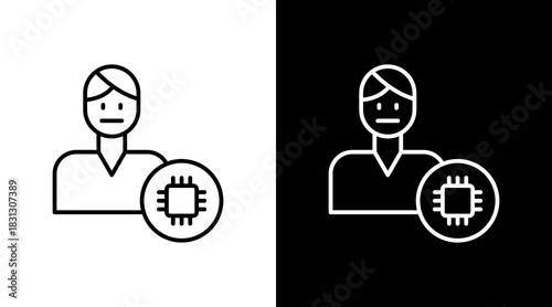 Identity Chip Outline White Icon Set Design