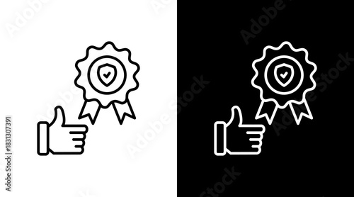 Trusted Badge Outline White Icon Set Design