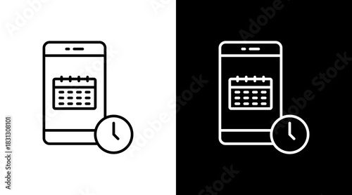 Calendar App Outline White Icon Set Design