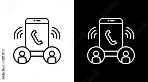 Voice Call Outline White Icon Set Design