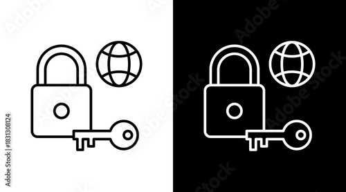 Remote Login Outline White Icon Set Design