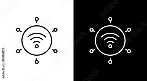 Remote Hub Outline White Icon Set Design