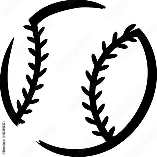 Baseball ball Illustration in the style of brush or ink. Made in Affinity Designer.