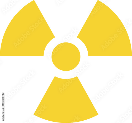 Yellow trefoil radiation hazard warning symbol icon isolated.