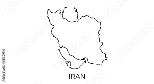 Simple outline illustration of the country of Iran, with its geographical borders.