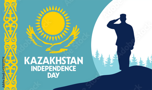 happy kazakhstan independence day with kazakhstan flag