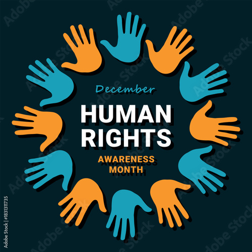 Human Rights Awareness Month, banner, card, poster, December, vector illustration