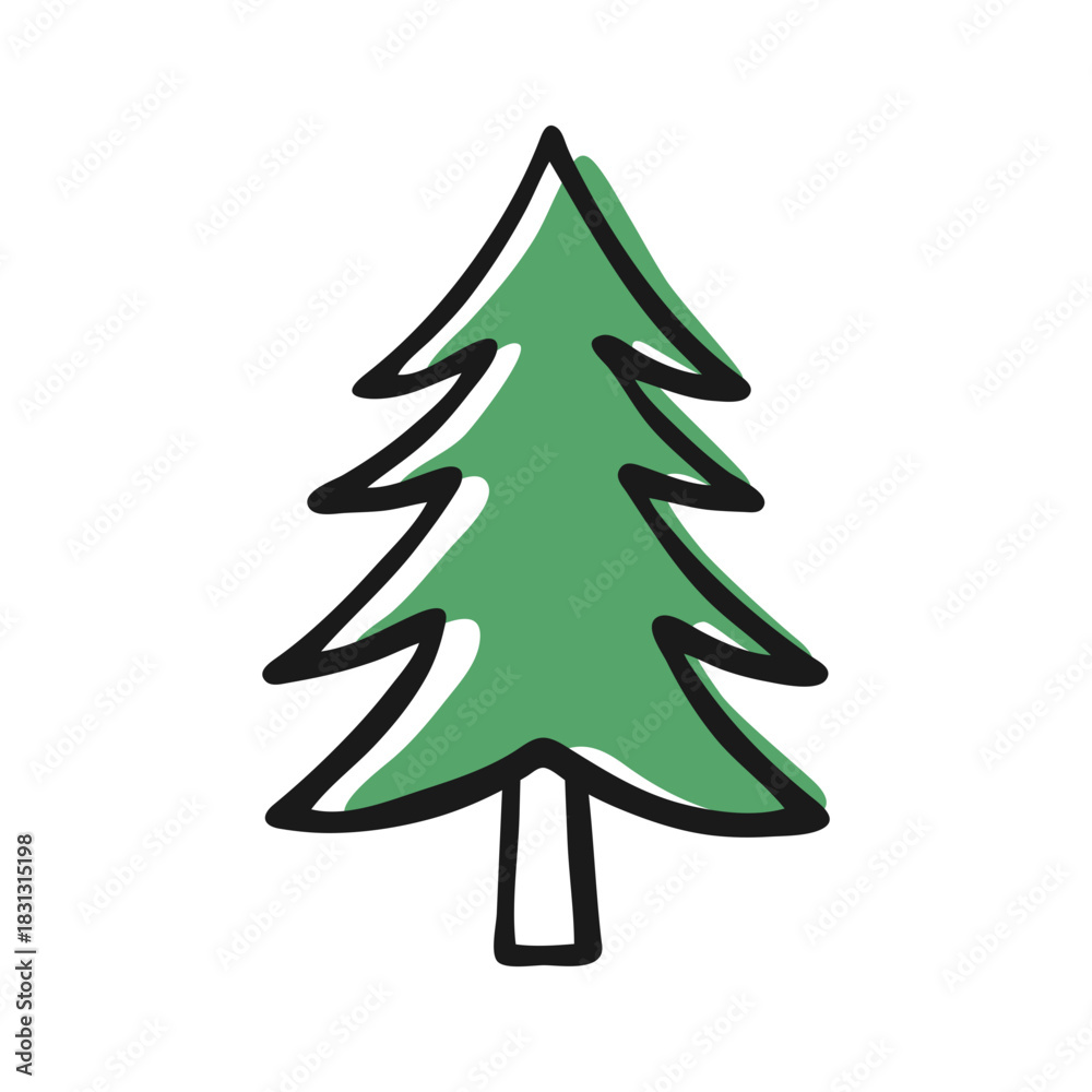 Fototapeta premium Simple Hand Drawn Pine Tree Doodle icon