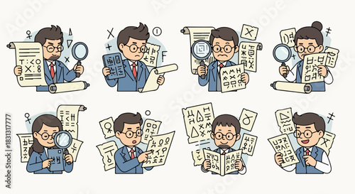 Man examining eye charts for vision test