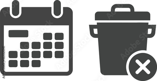 Calendar trash icon delete schedule plan event deadline management reminder concept vector